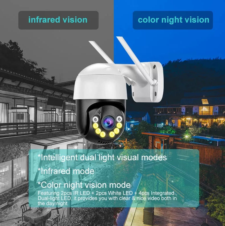 Kit Videosorveglianza IP WiFi 4 Canali con NVR 4 Speed Dome Motorizzate 3MP Audio Bidirezionale AI Rilevamento Umano/Volto P2P Visione Notturna a Colori + IR