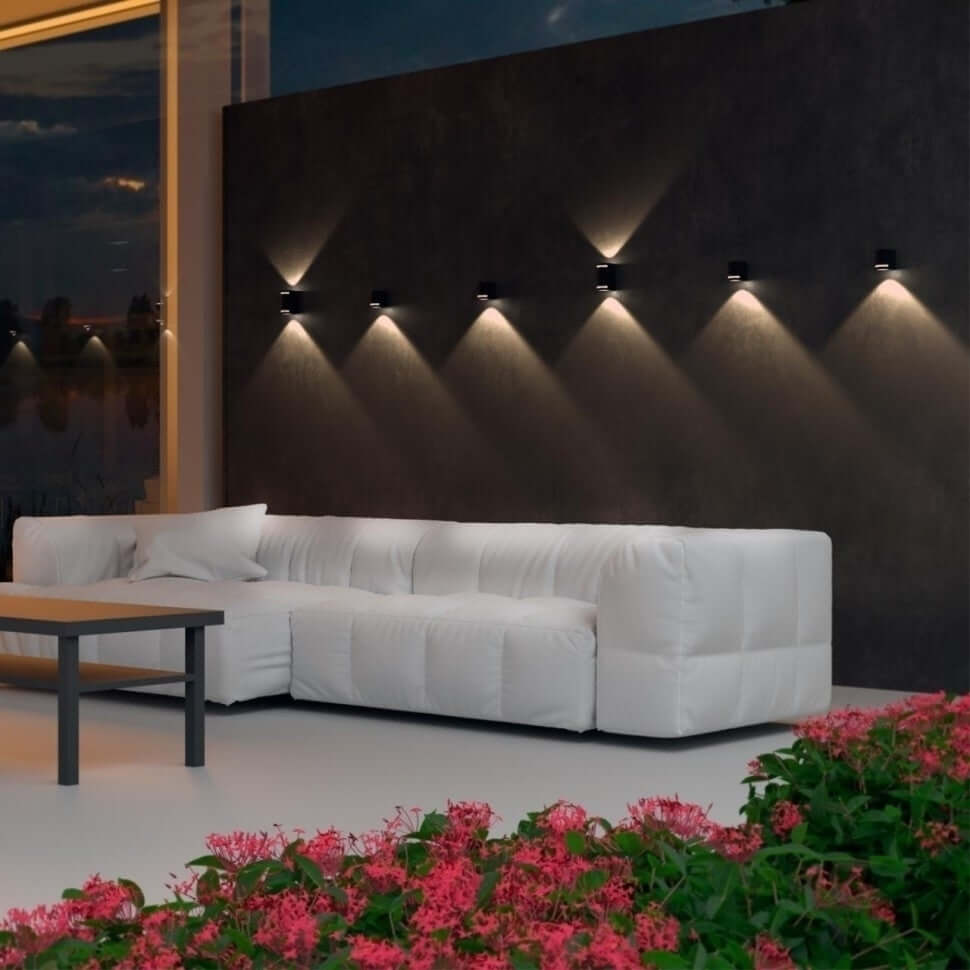 Applique Portalampada Wall Light IP54 doppio Lampadine GU10 IP54 Bianco Nero
