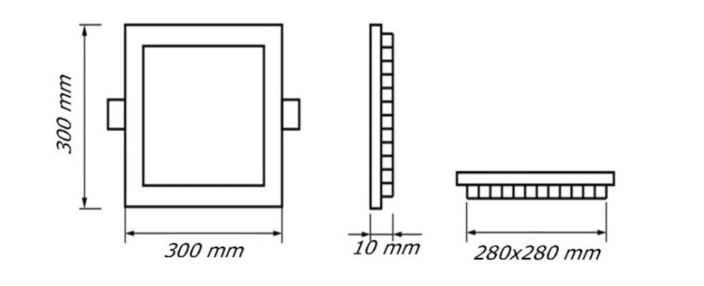 Pannello LED Incasso Quadrato CCT 3in1 3000/4000/6500K 3-24W Alluminio Driver incluso