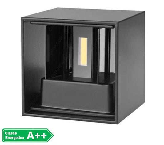 Applique Lampada da esterno Nero doppio Led Cob 12W Fascio Luce Regolabile