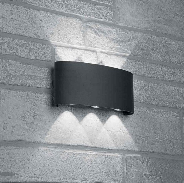 Applique Lampada da esterno doppia Luce Led 16W Wall Light colore Nero 6 Led IP65