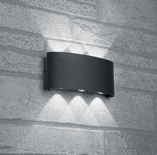 Applique Lampada da esterno doppia Luce Led 16W Wall Light colore Nero 6 Led IP65
