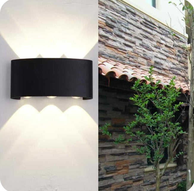 Applique Lampada da esterno doppia Luce Led 16W Wall Light colore Nero 6 Led IP65