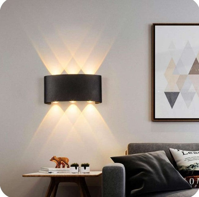 Applique Lampada da esterno doppia Luce Led 16W Wall Light colore Nero 6 Led IP65