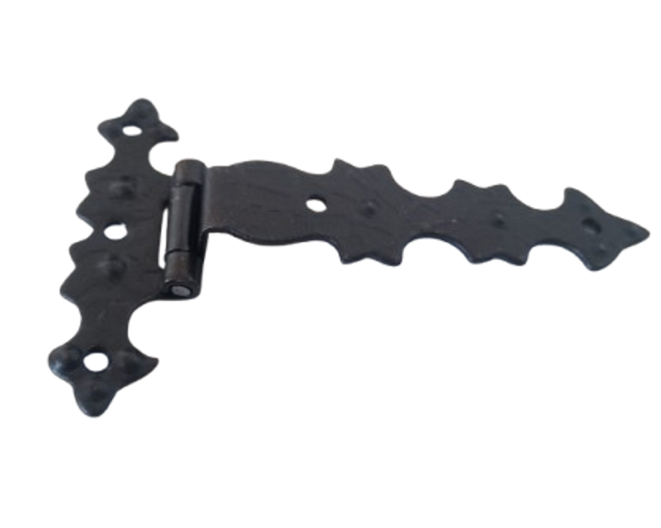 Cerniera Rustica Decorativa forma T ferro Battuto Stile Antico Arte Povera Barocco Retrò con Ali Alte Lunga 0161
