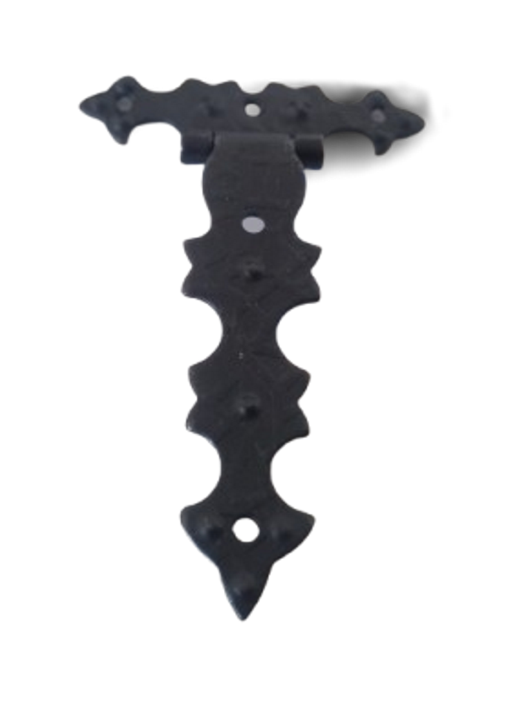 Cerniera Rustica Decorativa forma T ferro Battuto Stile Antico Arte Povera Barocco Retrò con Ali Alte Lunga 0161