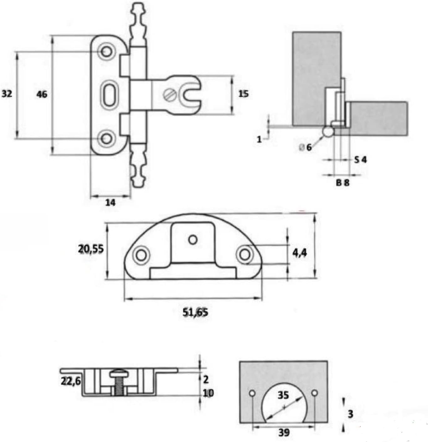 Cerniere cardini per Mobili Antichi Cerniera per Ante in Battuta Arte Povera bronzata - puntoluceled