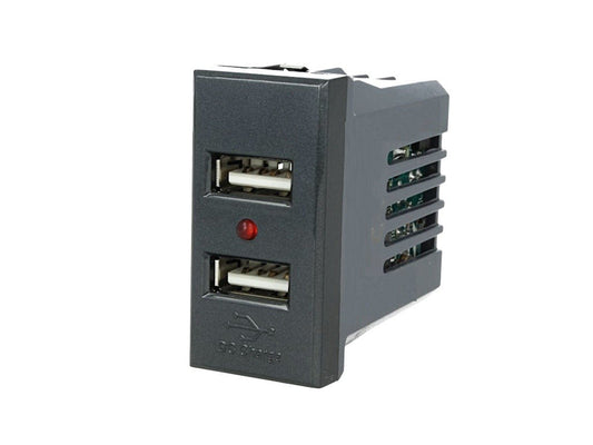 Modulo Caricatore 2 USB Doppio Compatibile con BTicino Axolute - Nero cod.760