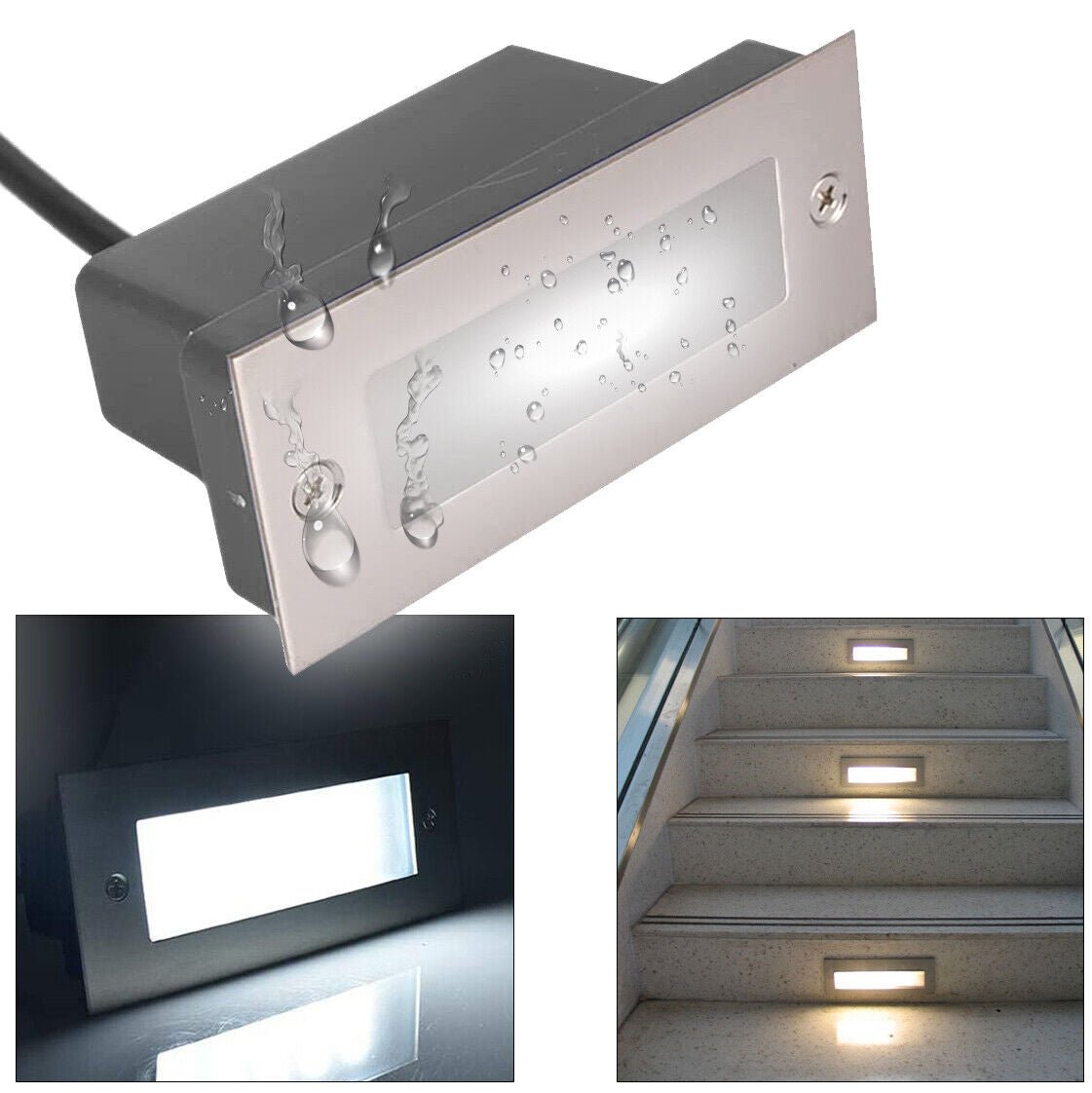 Segnapasso Led esterno faretto rettangolare 7W 9W 15W illuminazione scale sentiero giardino IP65 - puntoluceled