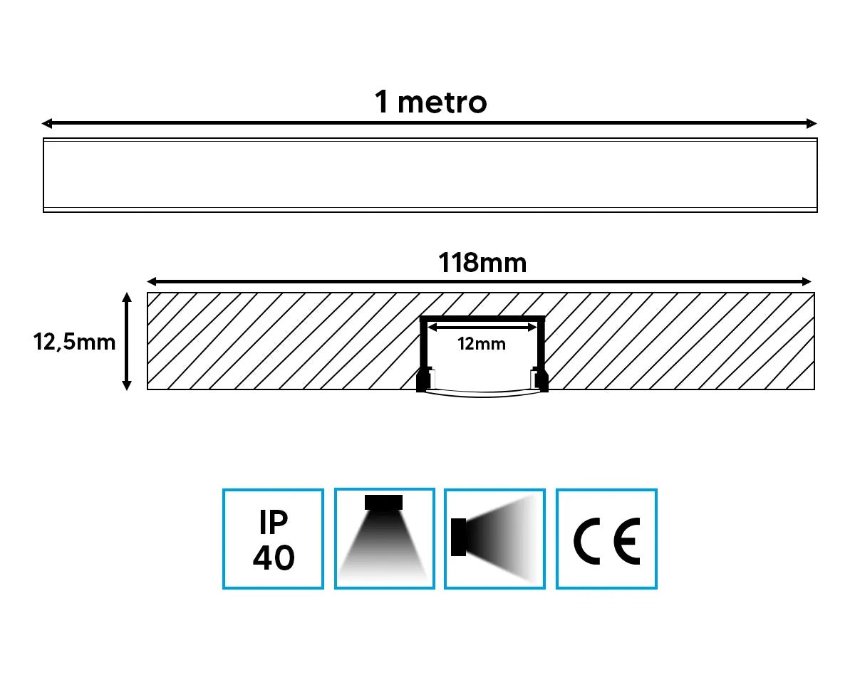 Giunto cartongesso 12,5mm profilo in alluminio Striscia Led struttura incasso e montaggio