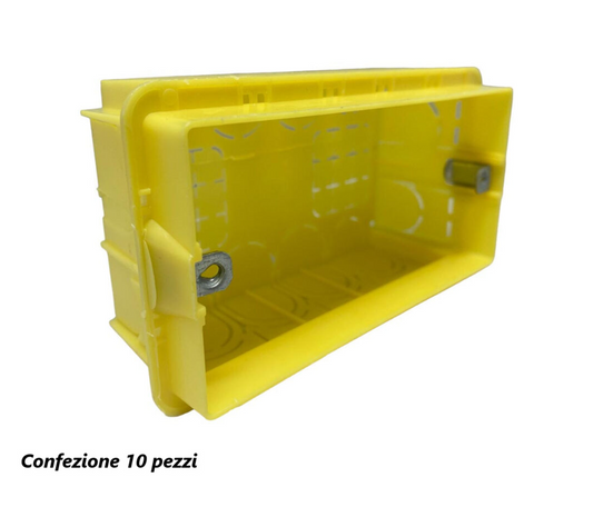 Confezione 10 Pezzi Scatola Universale da Incasso 504 Rettangolare 4 Moduli (4 Posti) per Muratura Affiancabile Con Graffette Metalliche