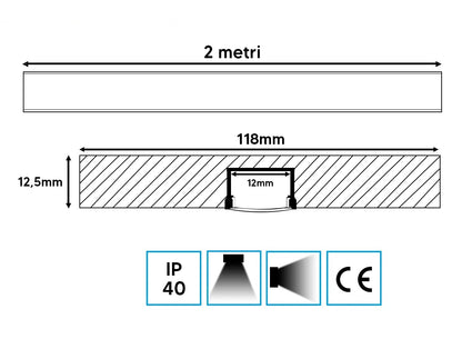 Giunto cartongesso 12,5mm profilo in alluminio Striscia Led struttura incasso e montaggio