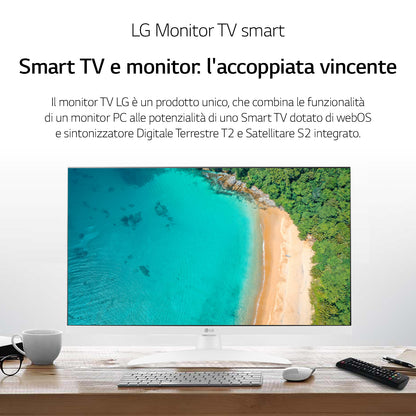 LG 27TQ615S Monitor TV 27&#34; smart webOS 22 FULL HD Wi-Fi NOVITÀ 2022 Bianco