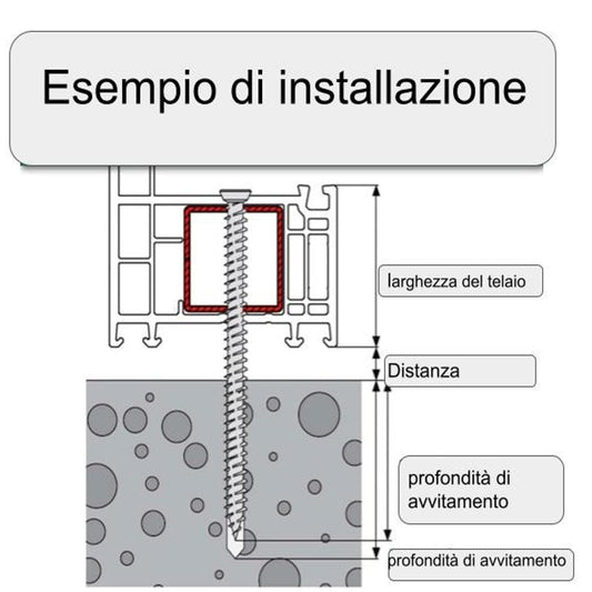 100Pz. Turboviti Tox Vite Tassello Per Telaio Finestra, Infissi Serramenti Cemento 5X52 A 7,5X300 (7,5x50mm, 1) - puntoluceled