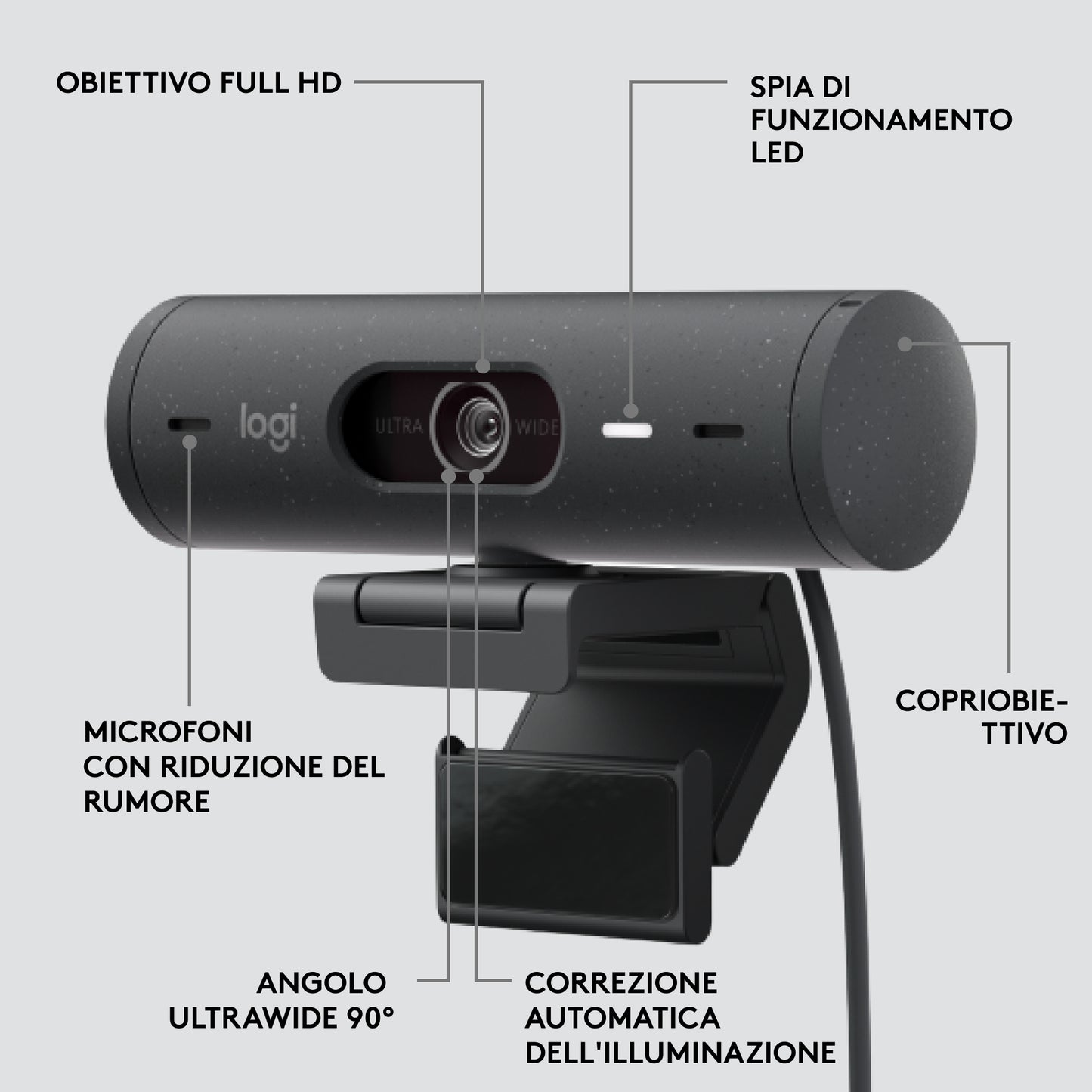 Logitech Brio 500 webcam 4 MP 1920 x 1080 Pixel USB-C Grafite