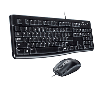 Logitech MK120 Combo Tastiera e Mouse con Filo per Windows, Mouse Ottico Cablato, Tastiera di Dimensioni Standard, USB Plug-and-Play, Compatibile con PC, Laptop