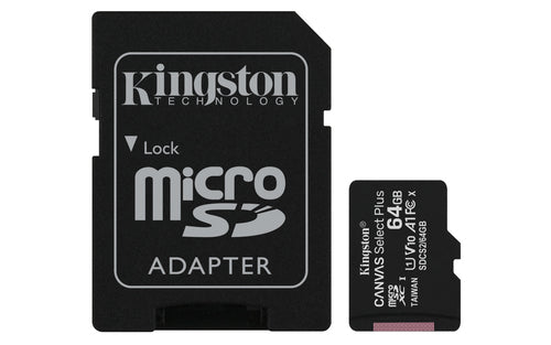 Kingston Technology Scheda micSDXC Canvas Select Plus 100R A1 C10 da 64GB + adattatore