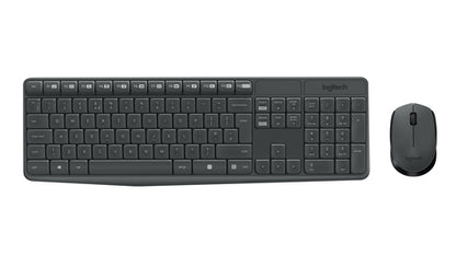 Logitech MK235 Combo Tastiera e Mouse Wireless per Windows, Ricevitore Unifying USB 2,4 GHz Wireless, 15 Tasti FN, Lunga Durata della Batteria, Compatibile con PC, Laptop