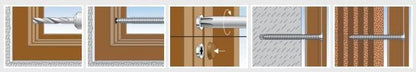 100Pz. Turboviti Tox Vite Tassello Per Telaio Finestra, Infissi Serramenti Cemento 5X52 A 7,5X300 (5X62mm, 1)