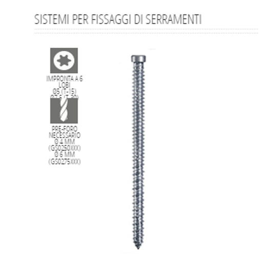 100 pezzi Turboviti Tox in acciaio zincato Vite Tassello Per Telaio testa cilindrica torx  5 mm