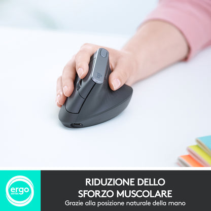 Logitech MX Vertical mouse Ufficio Mano destra RF senza fili + Bluetooth Ottico 4000 DPI