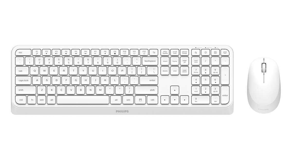 Philips 3000 series SPT6307W/34 tastiera Mouse incluso Universale RF Wireless QWERTY Inglese Bianco