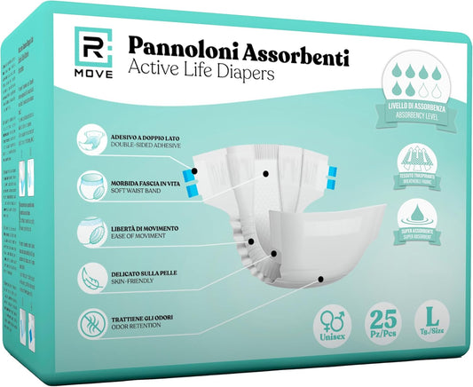 Confezione da 25 pezzi Taglia L Pannoloni Assorbenti ActiveLife Adulto