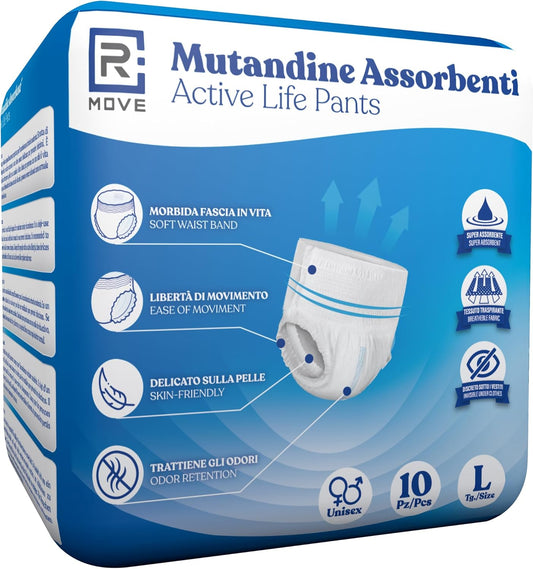 Mutandine Assorbenti Adulto ActiveLife Pants Taglia L – 10 Pezzi | Slip Assorbenti per Incontinenza Leggera/Moderata