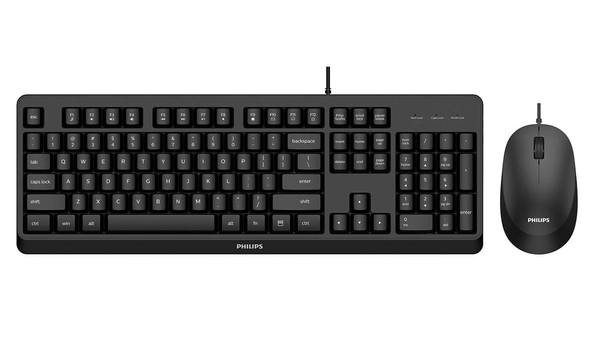 Philips 2000 series SPT6207BL/34 tastiera Mouse incluso Universale USB QWERTY Inglese Nero