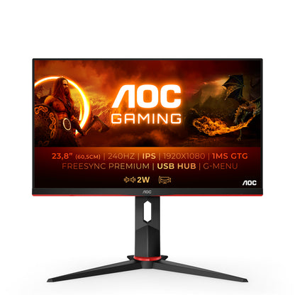 AOC G2 24G2ZU/BK LED display 60,5 cm (23.8&#34;) 1920 x 1080 Pixel Full HD Nero, Rosso