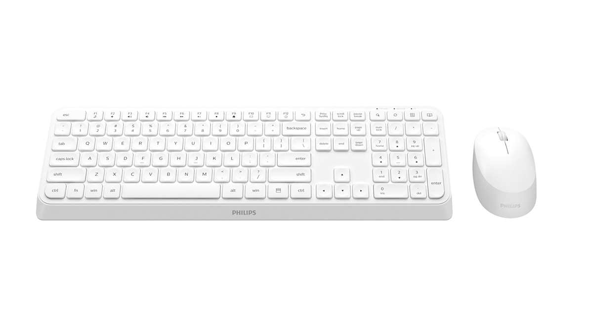 Philips 3000 series SPT6307W/34 tastiera Mouse incluso Universale RF Wireless QWERTY Inglese Bianco