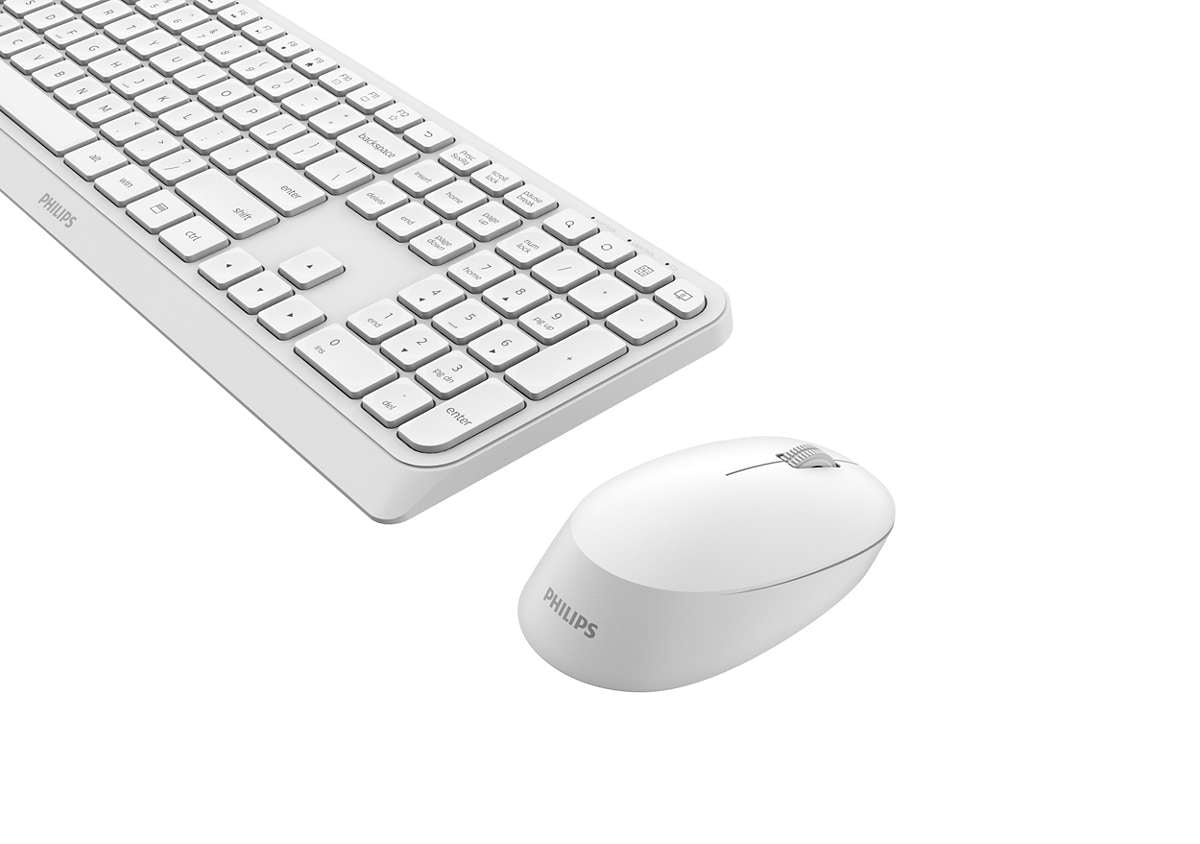 Philips 3000 series SPT6307W/34 tastiera Mouse incluso Universale RF Wireless QWERTY Inglese Bianco