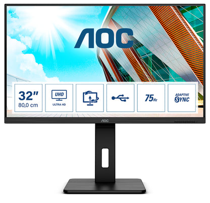 AOC P2 U32P2 Monitor PC 80 cm (31.5&#34;) 3840 x 2160 Pixel 4K Ultra HD LED Nero