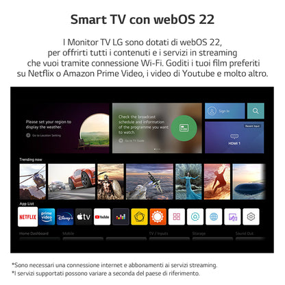 LG 24TQ510S Monitor TV 23.6&#34; smart webOS 22 Wi-Fi NOVITÀ 2022 Nero