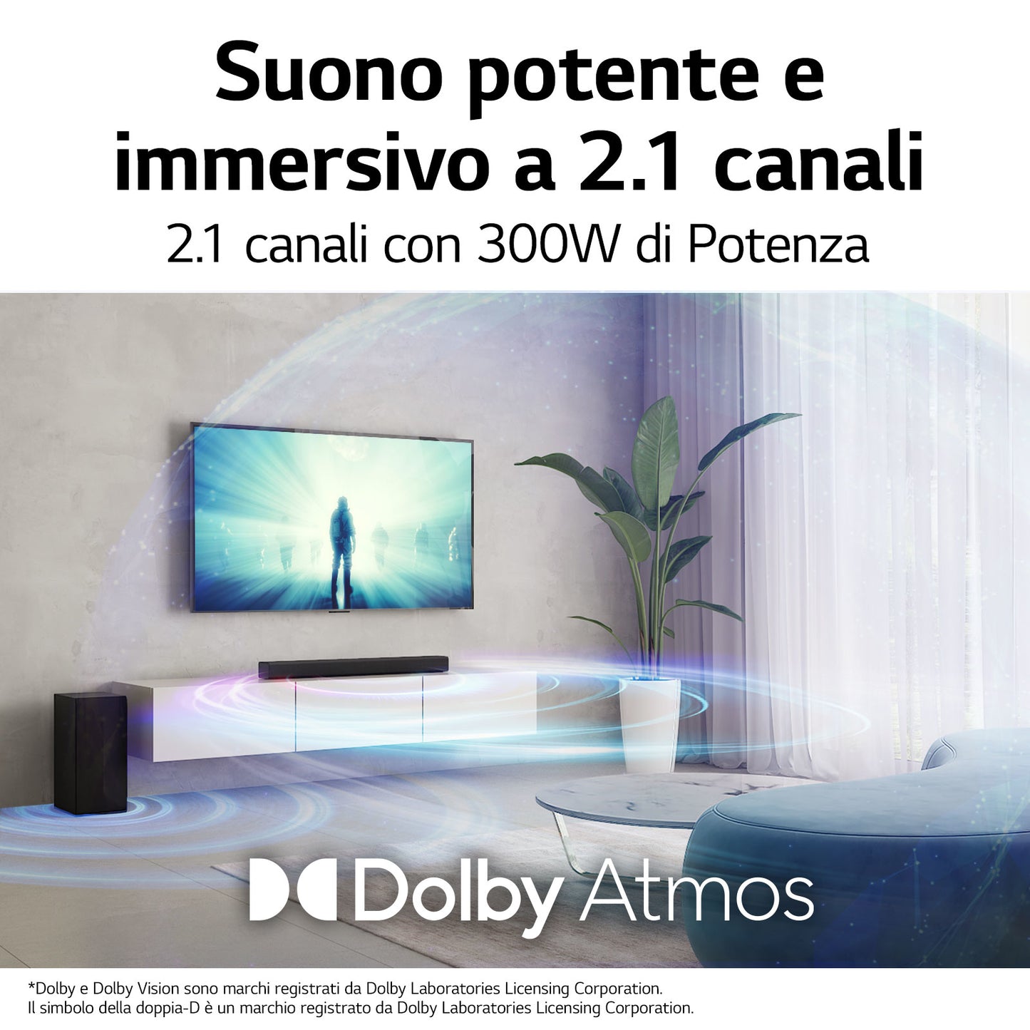 LG Soundbar S60Q 300W 2.1 canali, Dolby Atmos Virtual, 4K Pass Through, NOVITÀ 2022