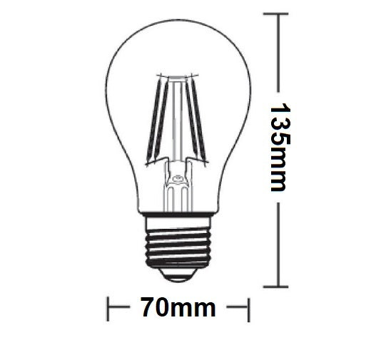 LAMPADINA LED E27 12W BULB A70 FILAMENTO 360° 1500 LUMEN 3000K 4000K 6500K