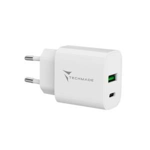 Techmade Caricabatteria 20wCon Porta USB-C + USB-A