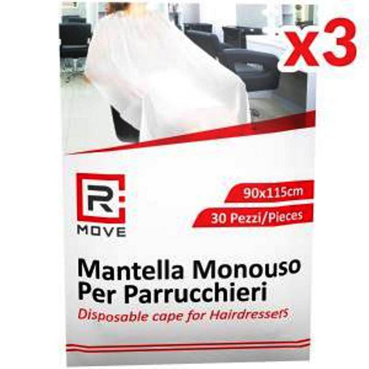Mantelline Monouso per Parrucchieri 90x115 cm – 3 Confezioni da 30 pz (Tot. 90) | Mantella HDPE Idrorepellente
