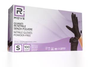 RMove 1Conf. da 100pz Tg.S - Guanti Nitrile Nero uso Medico Senza Polvere