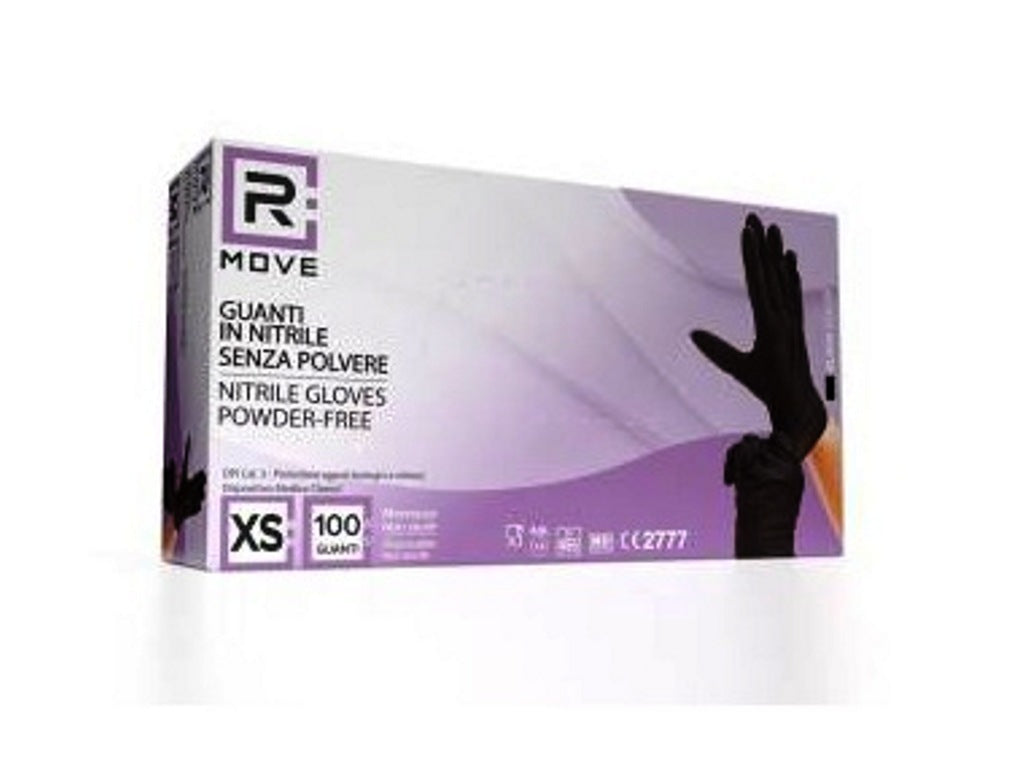 Guanti in Nitrile Neri XS Senza Polvere – Uso Medico, DPI Cat. III – Confezione 100 Pezzi - Sicurezza professionale