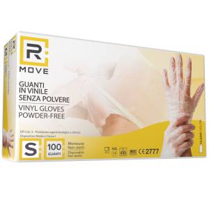 RMove 1Conf. da 100pz Tg.S - Guanti Vinyl Clear Uso Medico Senza Polvere