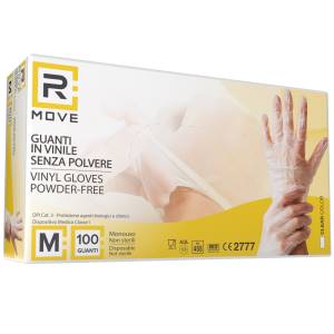 RMove 1Conf. da 100pz Tg.M- Guanti Vinyl Clear Uso Medico Senza Polvere