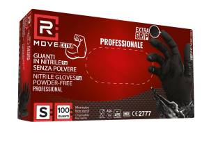 RMove 1Conf. da 100pz Tg.S 6gr da Lavoro - Guanti Nitrile Nero Senza Polvere