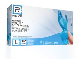 RMove 1Conf. da 200pz Tg.L - Guanti Nitrile Blu Uso Medico Senza Polvere