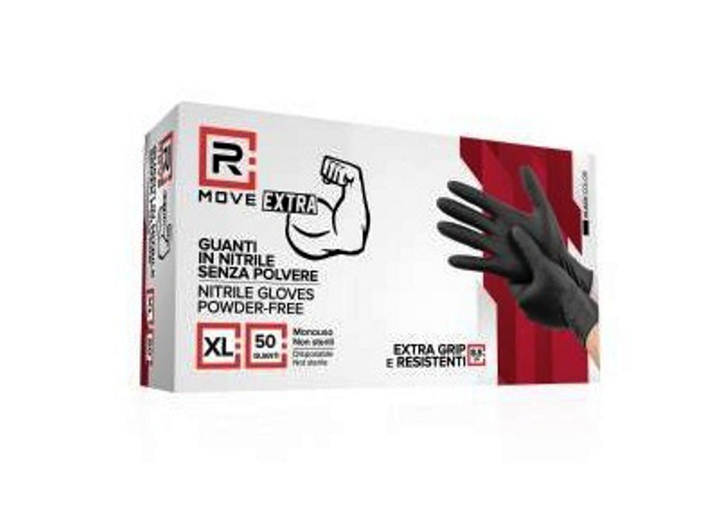 Guanti in Nitrile Neri XL Senza Polvere Full Grip – DPI Cat. III – Confezione 50 Pezzi (8,5 g) - Sicurezza professionale