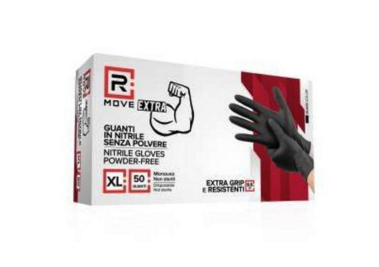 Guanti in Nitrile Neri XL Senza Polvere Full Grip – DPI Cat. III – Confezione 50 Pezzi (8,5 g)
