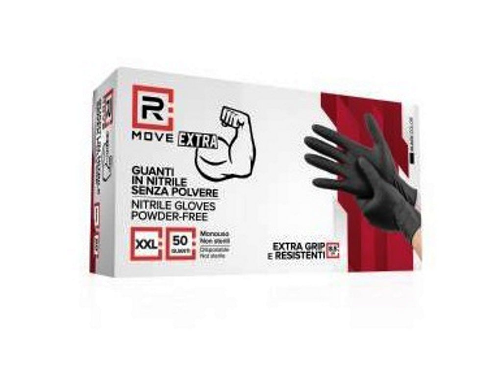Guanti in Nitrile Neri XXL Senza Polvere Full Grip – DPI Cat. III – Confezione 50 Pezzi (8,5 g) - Sicurezza professionale