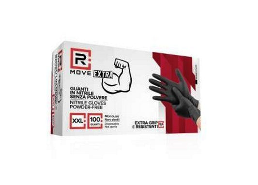 Guanti in Nitrile Neri XXL Senza Polvere Full Grip – DPI Cat. III – Confezione 100 Pezzi (8,5 g)