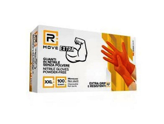 Guanti in Nitrile Arancioni XXL Senza Polvere Full Grip – DPI Cat. III – Confezione 100 Pezzi (8,5 g)