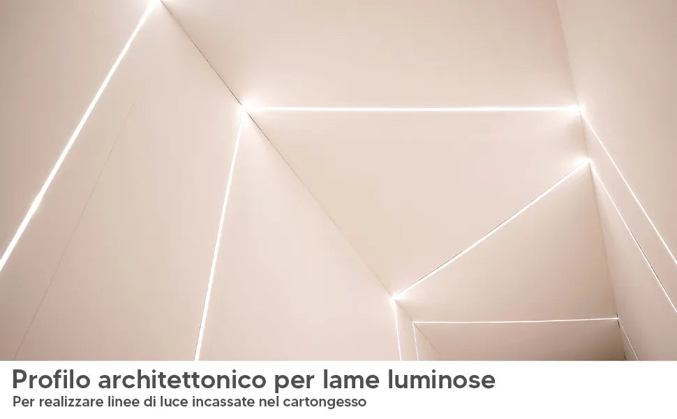 Giunto cartongesso 12,5mm profilo in alluminio Striscia Led struttura incasso e montaggio